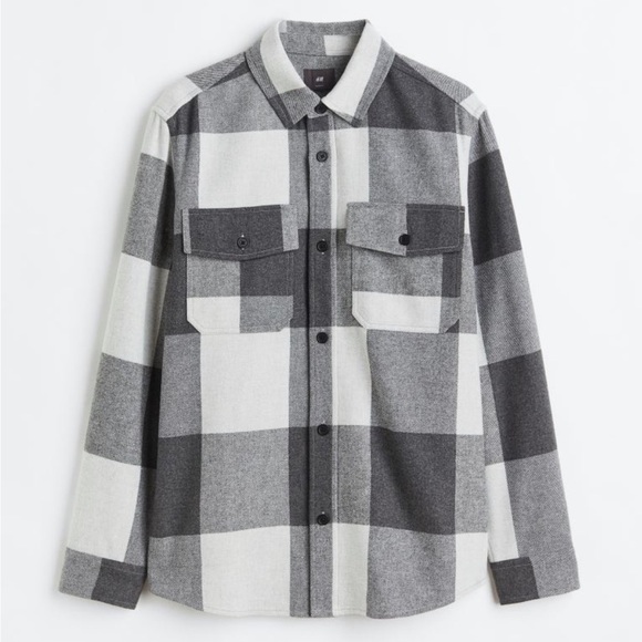 H&M Men’s Shacket Medium Black/White Size Large - Picture 4 of 4